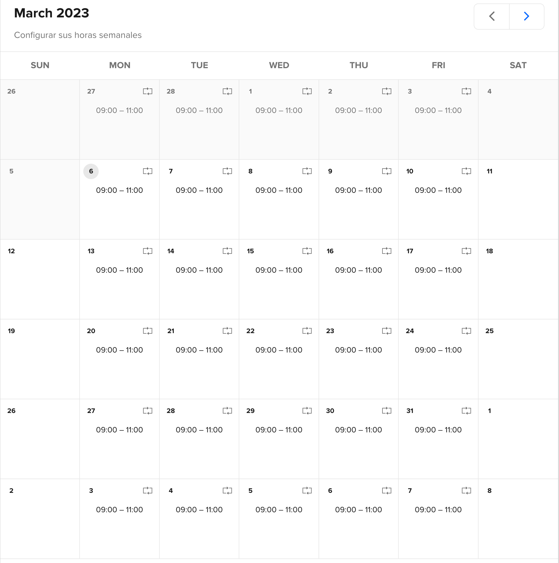 Disponibilidad en Calendly