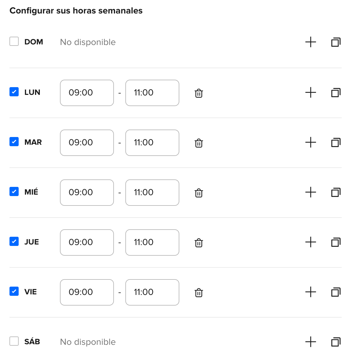 Disponibilidad en Calendly