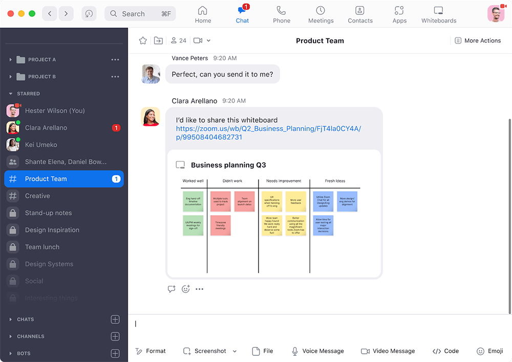 Chat de Equipo en Zoom
