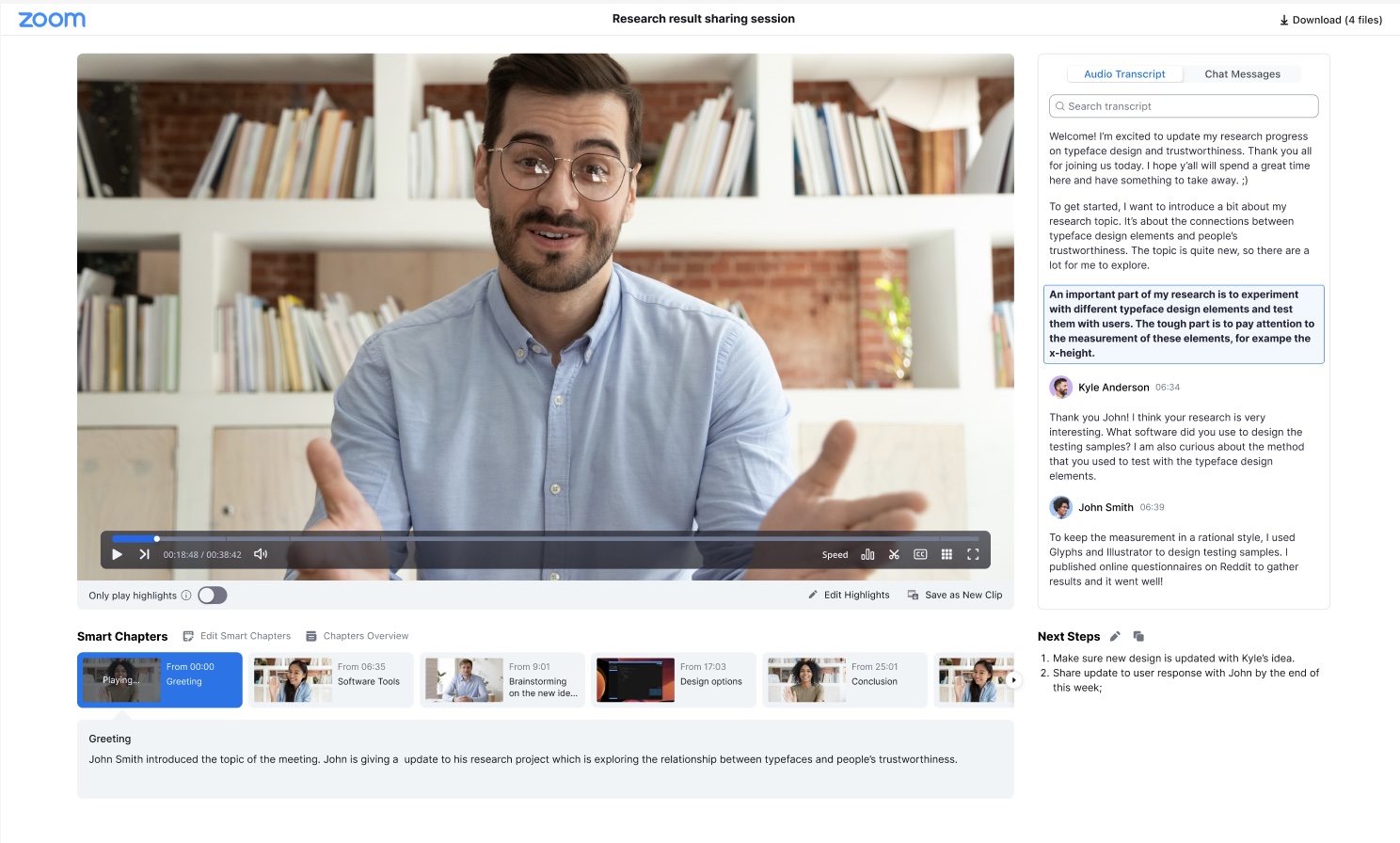 Zoom AI capitulos de las reuniones